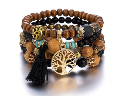 Bohemian Stack Elastic Bracelets (4 Bracelets per Set)