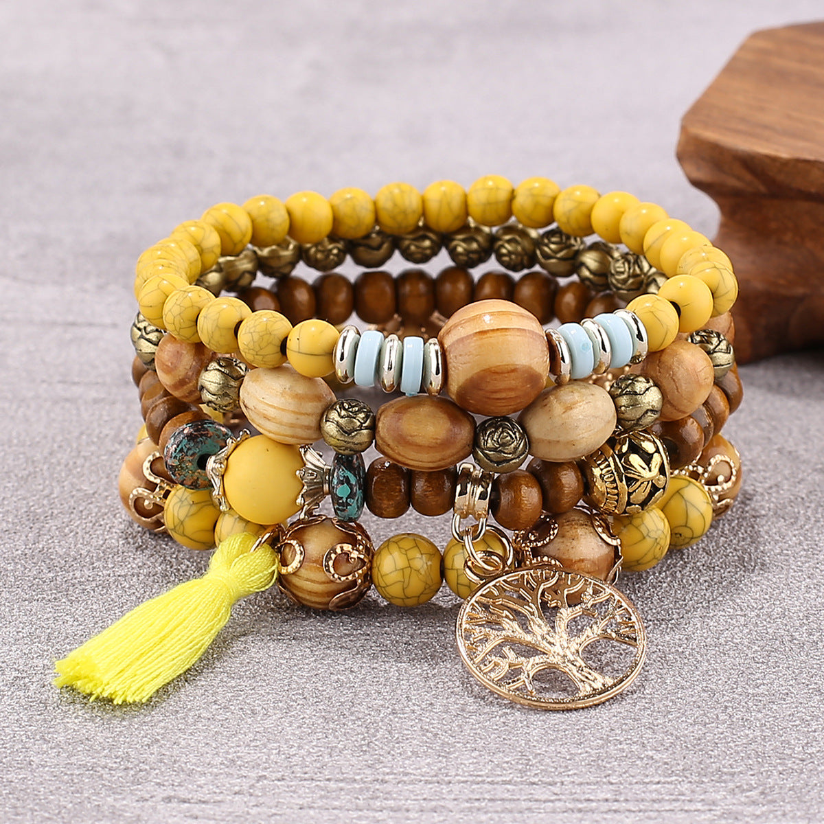 Bohemian Stack Elastic Bracelets (4 Bracelets per Set)