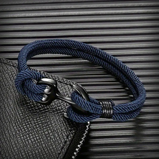 Men's Sailing Bracelet in Cotton Bag: Nautical Rope Accessory with Metal Closure